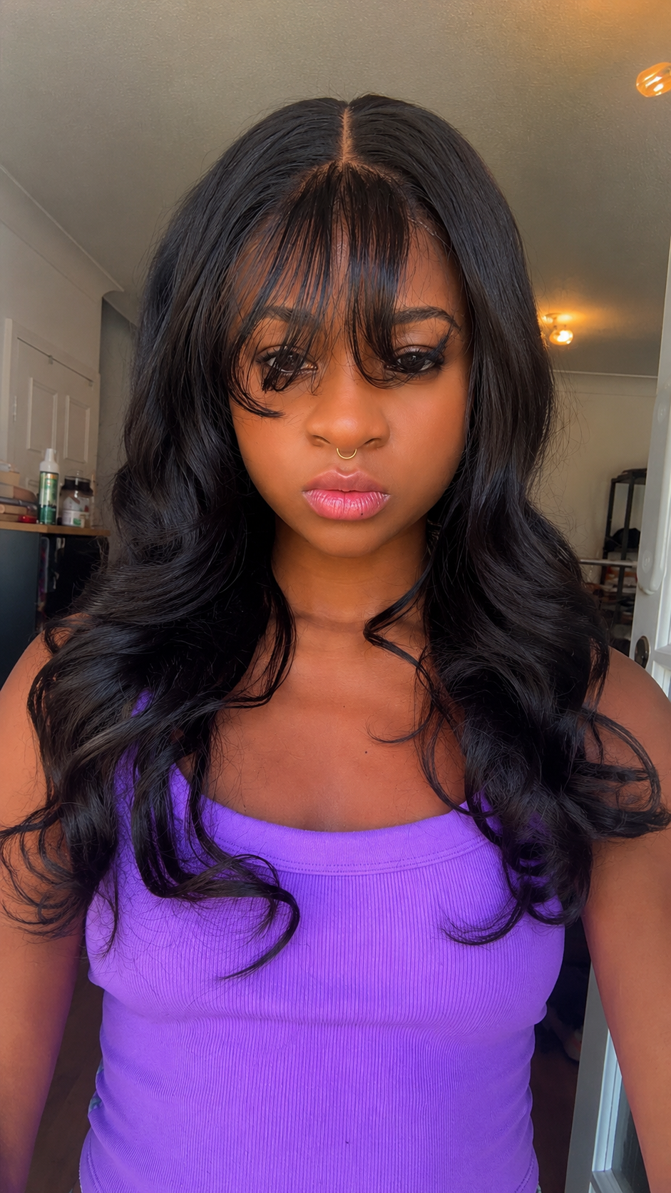 22 Inch 13x4 3D Body Wave Lace Frontal Wig and 7x5 Bye Bye Knots with Bangs Put on and Go
