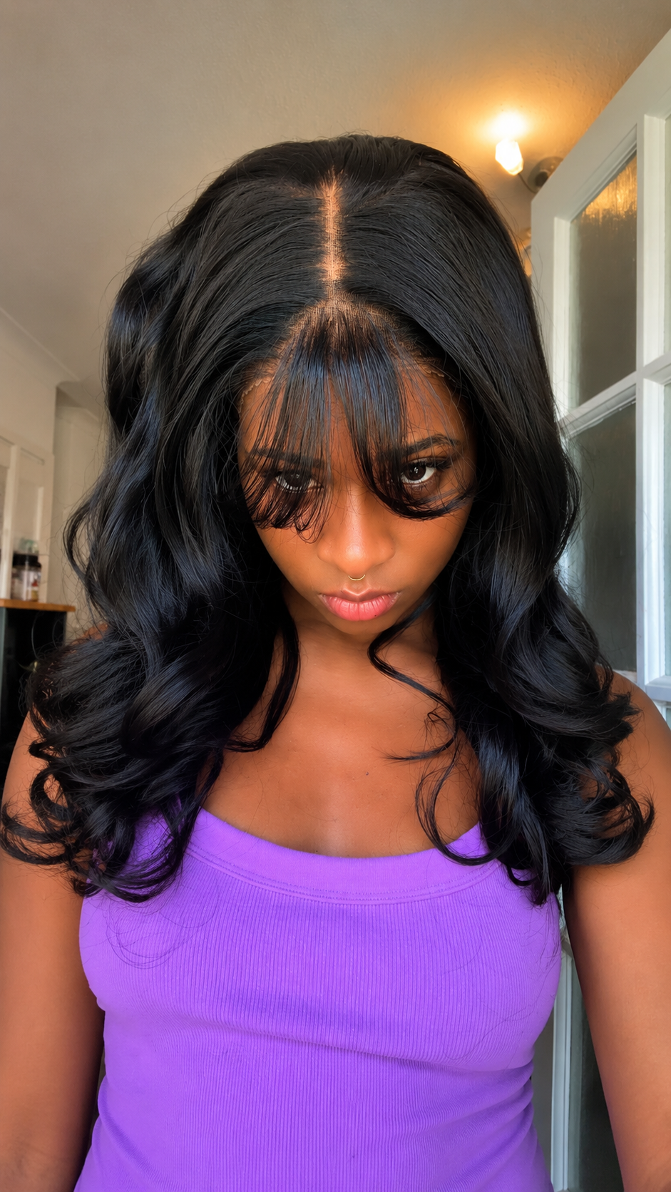 22 Inch 13x4 3D Body Wave Lace Frontal Wig and 7x5 Bye Bye Knots with Bangs Put on and Go