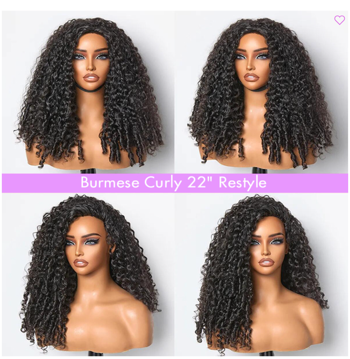 22 Inch Burmese Curly Half Wig Flip Over Quick Weave Glueless Install 100% Natural Hairline