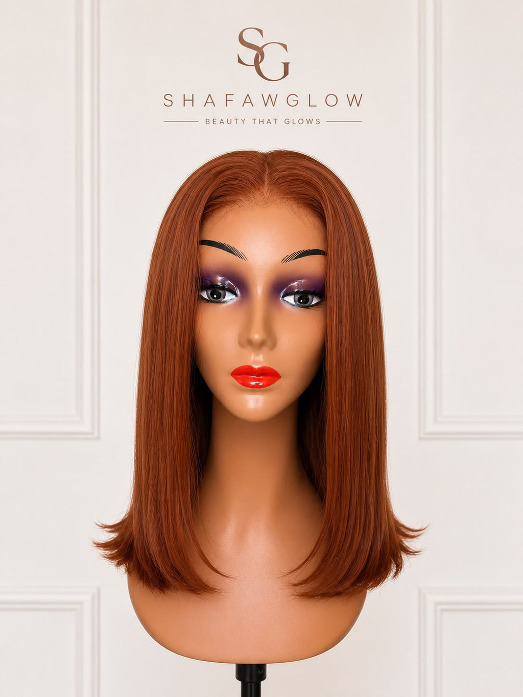 14 Inches Copper Brown 6x5 Pre-everything Straight Bob Wig 180% Density