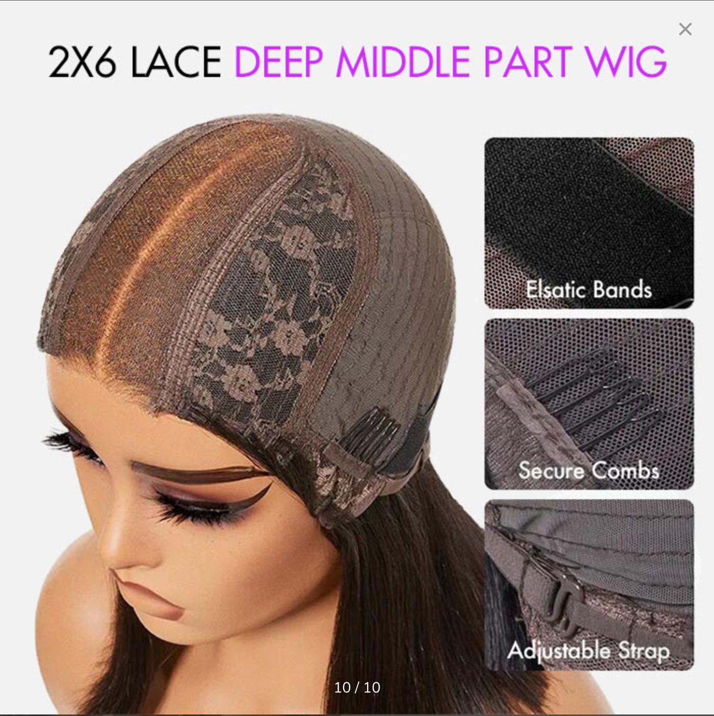 10 Inch Sleek Blunt Cut Bone Straight Bob Wig 2x6 Inch Deep Part Realistic Lace Vietnam Hair 220% Density