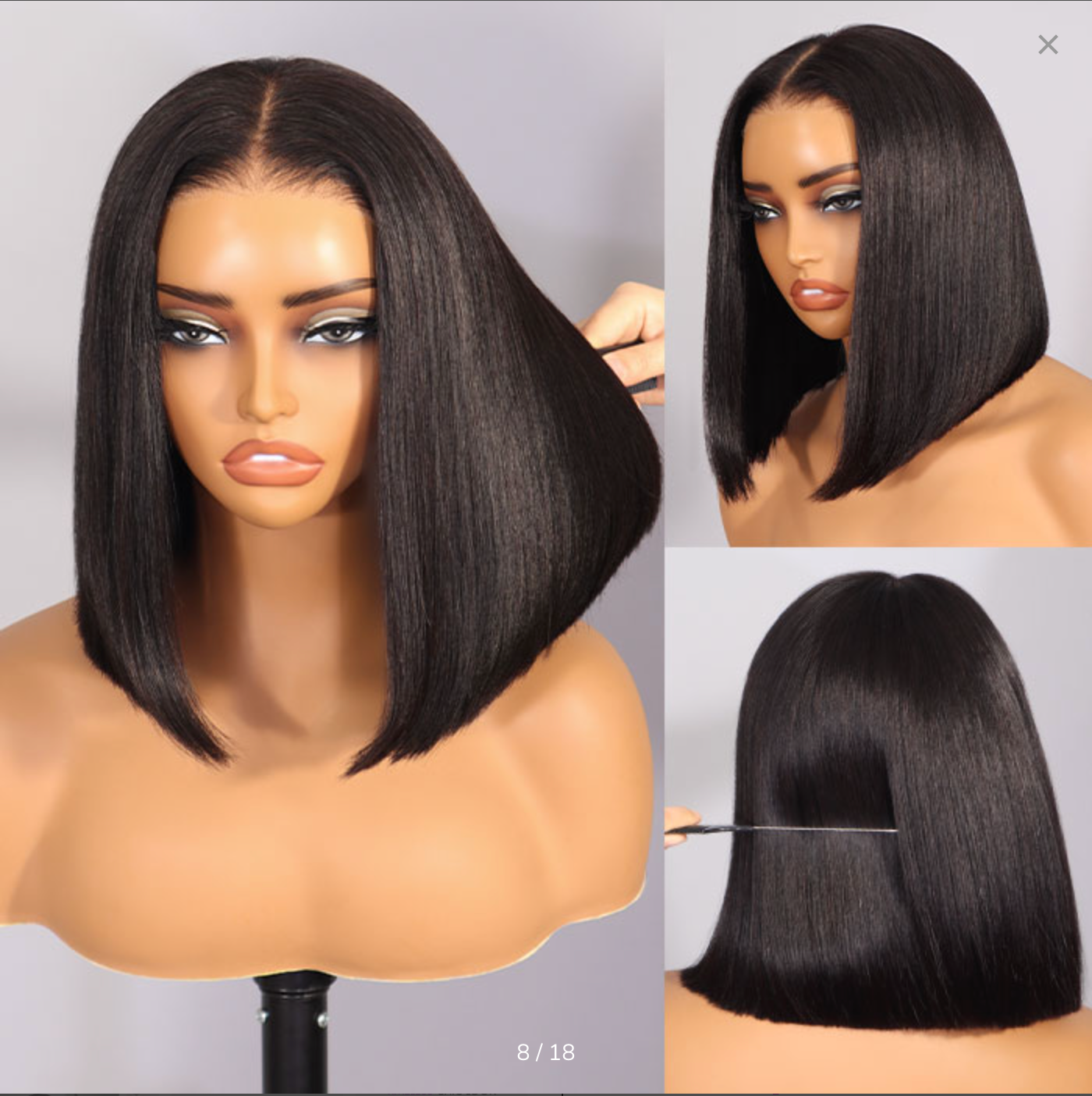 12 Inch Super Double Drawn Bone Straight Bob Wig Blunt Cut 6×5 Natural Middle and C-Side Part Glueless Straight Bob Wig Vietnam Hair
