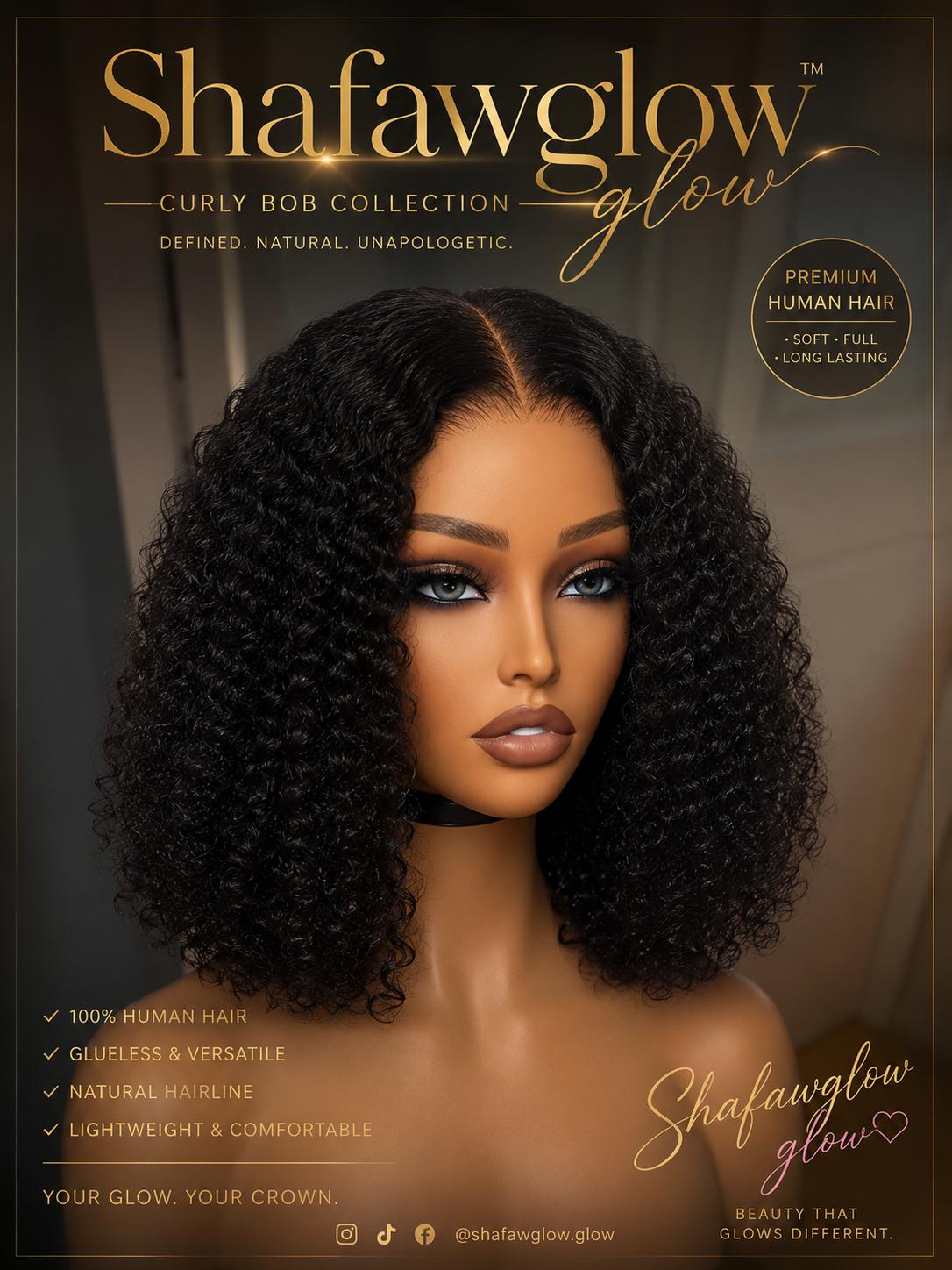 14 Inch Glueless Curly Bob Wigs 150% Density Short Bob Wig Human Hair