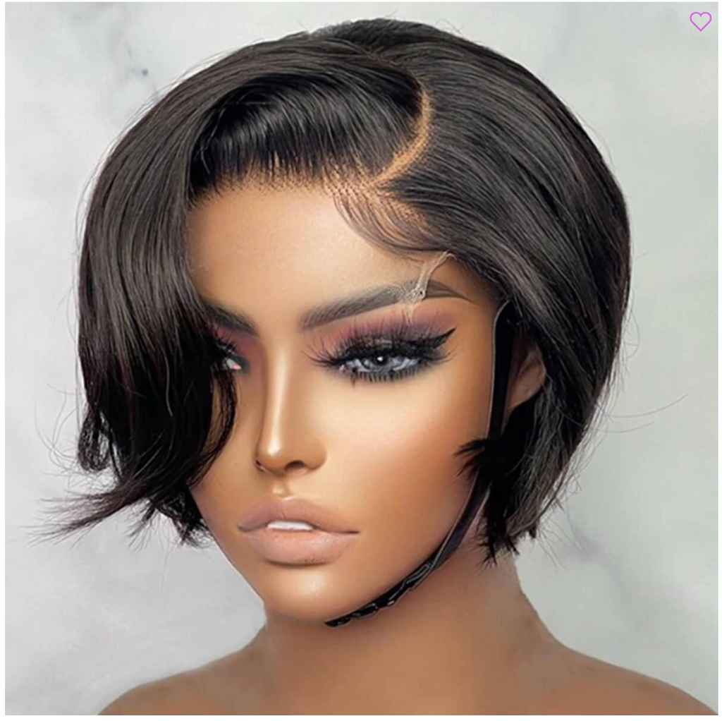 Pixie Cut Straight Glueless Wig 8 Inch 6x4 Invisible Lace Wig 180% Density