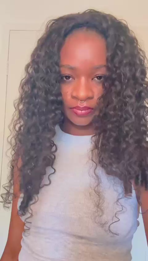 22 Inch Burmese Curly Half Wig Flip Over Quick Weave Glueless Install 100% Natural Hairline